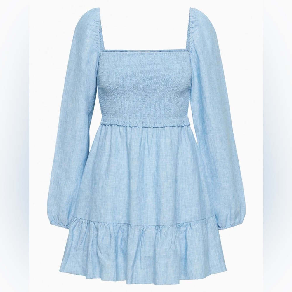 Aritzia Wilfred Tempest Linen Mini Dress Blue Large